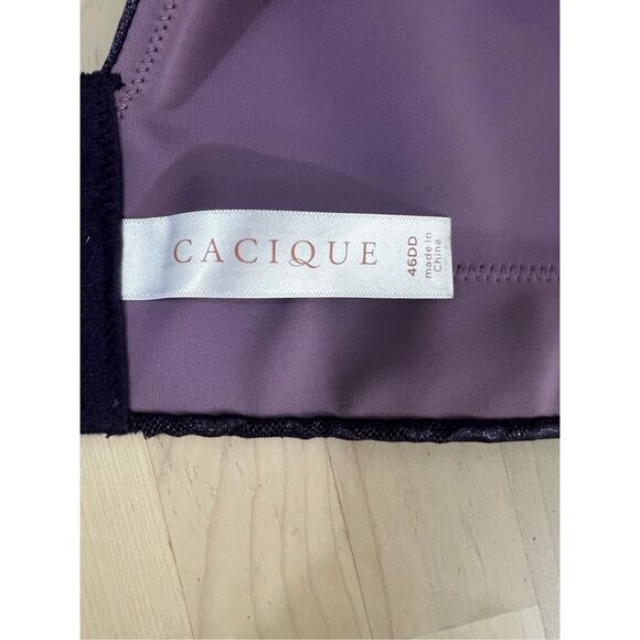 Cacique Lane Bryant Purple Boost Plunge Bra Plus Size 46DD Underwire Lingerie - Picture 7 of 10
